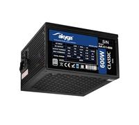 Akyga ATX Bloc d'alimentation 600 W AK-C1-600 P4+4 2 x PCI-E 6 + 2 broches 5X SATA 3X Molex APFC Fan 12 cm 80 Plus