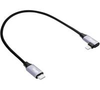 Akyga Câble USB USB 2.0 USB-C® mâle, Connecteur Lightning 0.30 m noir câble de sortie coudé AK-USB-55