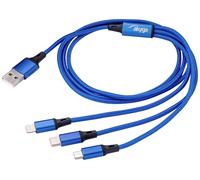 Akyga Câble USB USB-A mâle, Connecteur Lightning , USB-C® mâle, USB Micro-A mâle 1.20 m bleu AK-USB-27