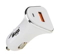 Akyga Chargeur Auto AK-CH-07 USB 5V/3.0A 15W Quick Charge 3.0 Blanc 12-24V compatible Téléphone & Tablette, Puissance max 18W, Sortie 5-12V, Dimensions 33x60x33mm