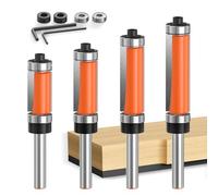 AKYLIN Lot de 4 fraises à affleurer 6 mm Tige Fraise à copier pour défonceuse Outil de travail du bois avec roulement supérieur et inférieur