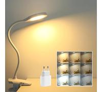 Akynite 36 LED Lampe de Lecture Rechargeable avec Pince, 5 Couleur et 5 Intensité, Lumière de Lit, Lampe Pince Tactile & Dimmable pour Enfants, Blanche