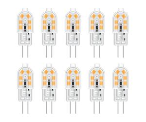 Akynite Ampoule LED G4 2W 12V Blanc Chaud 200LM, équivalent Bi Pin G4 10W-20W halogène, LED 12V pour Hotte Cuisine/Armoire/Camping, non-dimmable, lot de 10