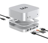 Akyyajaure Hub Mac Mini : 9 en 1 Aluminium Stand & Dock pour Mac Mini M4 Pro avec M.2 NVMe SSD Enclosure 10Gbps USB-A*2, lecteurs de cartes SD/TF, USB 2.0