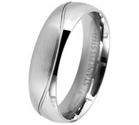 Akzent - Alliances / bagues de fiançailles en acier inoxydable avec motif argenté mat + gravure, 56, Métal non précieux