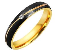 Akzent Bague de fiançailles en acier inoxydable pour femme - Taille 58 - Avec boîte cadeau