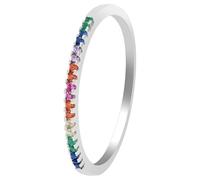 Akzent Bague en argent 925 pour femme - Taille 54 - Anneau fin - Bague de pouce avec pierres de zircone colorées - Cadeau pour femme, petite amie - 100 % étanche et n'irrite pas la peau