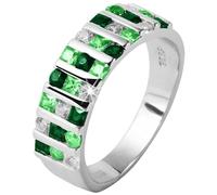 Akzent Bague en argent 925 pour femme - Taille 62 - Avec zircons verts et blancs - Rhodié - Alliance - 100 % étanche et n'irrite pas la peau
