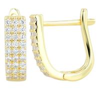 AKZENT Boucles d'oreilles créoles imperméables en argent 925 pour femme en or, rhodiées, 100 % étanches et douces pour la peau