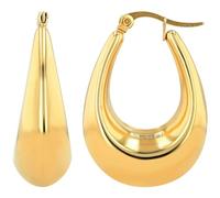 Akzent Boucles d'oreilles créoles pour femme - Acier inoxydable doré - Forme ronde - 6 mm de diamètre - Sans nickel et doux pour la peau - Avec boîte cadeau