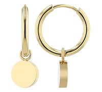 Akzent Boucles d'oreilles créoles pour femme - Acier inoxydable doré - Forme ronde - 8/12 mm de diamètre - Sans nickel et doux pour la peau - Avec boîte cadeau