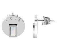 Akzent Boucles d'oreilles rondes en acier inoxydable Motif Love Argenté