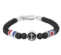 Akzent Bracelet à boules en acier inoxydable unisexe bicolore | Longueur 21,5 et 18,5 cm | Fermoir mousqueton | 100 % étanche et doux pour la peau | Bracelet unisexe, Eine Grösse, Acier inoxydable