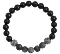 Akzent Bracelet à boules en onyx unisexe en noir - Longueur : 19 cm - Cordon en nylon - 100 % étanche et doux pour la peau - Bracelet unisexe