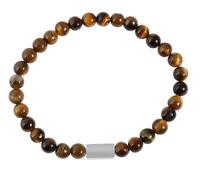 Akzent Bracelet à boules marron œil de tigre pour femme - Longueur : 17 cm - Bande élastique - 100 % étanche et doux pour la peau - Bracelet pour femme, Eine Grösse, Œil de tigre marron
