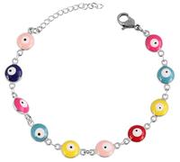 Akzent Bracelet Boule en Acier Inoxydable Argenté Multicolore 17 cm