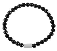 Akzent Bracelet boule en onyx pour femme - Noir - Longueur : 17 cm - Bande élastique - 100 % étanche et doux pour la peau - Bracelet pour femme, Eine Grösse, onyx