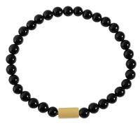 Akzent Bracelet boule en onyx pour femme - Noir - Longueur : 17 cm - Bande élastique - 100 % étanche et doux pour la peau - Bracelet pour femme