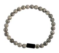 Akzent Bracelet boule en pierre naturelle pour femme en gris | Longueur 17 cm | Bande élastique | 100 % étanche et doux pour la peau | Bracelet pour femme