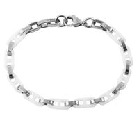 Akzent Bracelet en Acier Inoxydable Céramique Blanc Argent 21 cm