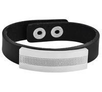 Akzent Bracelet en Acier Inoxydable en Cuir véritable Noir/argenté 22 cm