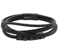 Akzent Bracelet en cuir noir pour homme - Longueur : 21,5 cm - Fermeture magnétique en acier inoxydable - 100 % étanche et doux pour la peau - Bracelet unisexe