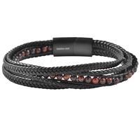 Akzent Bracelet en cuir noir pour homme - Longueur : 21 cm - Fermeture magnétique en acier inoxydable - 100 % étanche et doux pour la peau - Bracelet unisexe