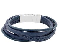 Akzent Bracelet en cuir pour homme - Bleu - Longueur : 21 cm - Fermeture magnétique en acier inoxydable - 100 % étanche et doux pour la peau - Bracelet unisexe