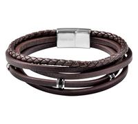 Akzent Bracelet en cuir pour homme, marron foncé, longueur : 21 cm, fermeture magnétique en acier inoxydable, 100 % étanche et doux pour la peau, unisexe