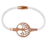 Akzent Bracelet en Cuir véritable avec élément en Acier Inoxydable Arbre Rosèdoré/Blanc