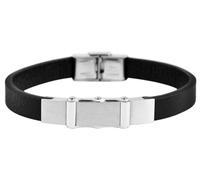 Akzent Bracelet en Cuir véritable avec élément en Acier Inoxydable Noir 22,5 cm