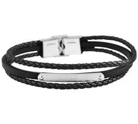 Akzent Bracelet en Cuir véritable avec éléments en Acier Inoxydable 21 cm