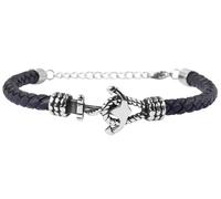 Akzent Bracelet en Cuir véritable avec éléments en Acier Inoxydable Noir/argenté 21 cm