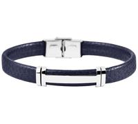 Akzent Bracelet en cuir véritable et acier inoxydable, 22,5 cm, bleu, argenté, unisexe.
