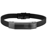 Akzent Bracelet en Cuir véritable et Acier Inoxydable Effet Titane Noir