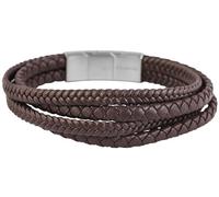 Akzent Bracelet en Cuir véritable Marron Longueur 22 + 1 cm en Acier Inoxydable Unisexe