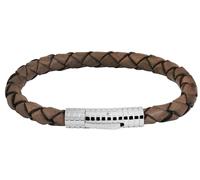 Akzent Bracelet en cuir véritable marron tressé avec fermoir à clip en acier inoxydable pour homme et femme.