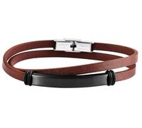 Akzent Bracelet enroulé en Cuir véritable Marron Noir Argent