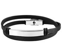 Akzent Bracelet enroulé en Cuir véritable Noir Argent