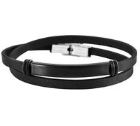 Akzent Bracelet enroulé en Cuir véritable Noir Argent