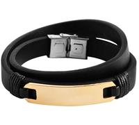 Akzent Bracelet enroulé en Cuir véritable Noir/doré