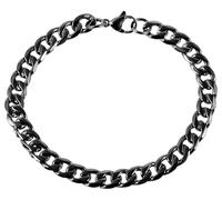 Akzent Bracelet gourmette en acier inoxydable pour femme en argent, or et noir | Longueur : 21 cm | Fermoir mousqueton | 100 % étanche et doux pour la peau | Bracelet pour femme, Eine Grösse, Acier