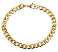 Akzent Bracelet gourmette unisexe en acier inoxydable argenté et doré - Longueur : 21 cm - Fermoir mousqueton - 100 % étanche et doux pour la peau - Bracelet unisexe, Eine Grösse, Acier inoxydable