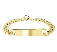 Akzent Bracelet gourmette unisexe en acier inoxydable argenté et doré - Longueur : 21 cm - Fermoir mousqueton - 100 % étanche et doux pour la peau - Bracelet unisexe, Eine Grösse, Acier inoxydable