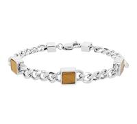 Akzent Bracelet gourmette unisexe en acier inoxydable argenté - Longueur : 21,5 cm - Fermoir mousqueton - 100 % étanche et doux pour la peau - Bracelet unisexe