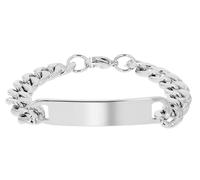 Akzent Bracelet gourmette unisexe en acier inoxydable argenté - Longueur : 21 cm - Fermoir mousqueton - 100 % étanche et doux pour la peau - Bracelet unisexe