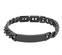 Akzent Bracelet gourmette unisexe en acier inoxydable noir - Longueur : 21 cm - Fermeture à clip - 100 % étanche et doux pour la peau - Bracelet unisexe