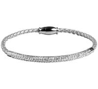 Akzent Bracelet tressé en Acier Inoxydable et Cuir véritable Argenté