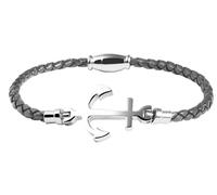 Akzent Bracelet tressé en Acier Inoxydable véritable avec Ancre Gris argenté 18 cm