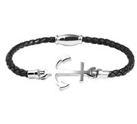 Akzent Bracelet tressé en Acier Inoxydable véritable avec Ancre Noir/argenté 18 cm